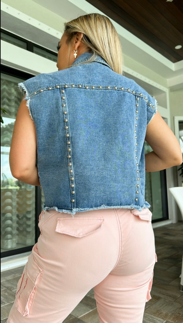 Denim Pearl Vest