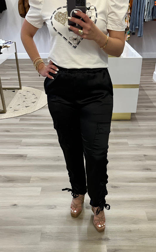 Satin Cargo Pants